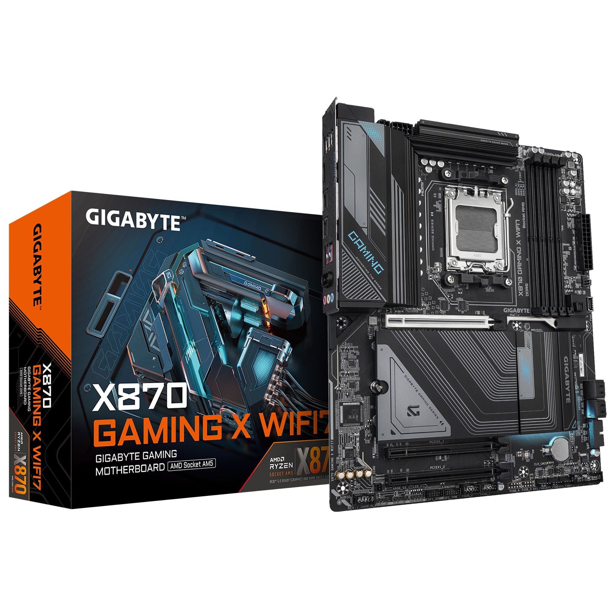 Gigabyte X870 GAMING X WIFI7 AMD AM5 ATX Motherboard 4x DDR5~256GB,3x PCIe x16, 3x M.2, 4x SATA 6,4x USB 3.2, 4x USB2.0, 2x USB-C, Gigabyte X870 GAMING X WIFI7 AMD AM5 ATX Motherboard 4x DDR5~256GB,3x PCIe x16, 3x M.2, 4x SATA 6,4x USB 3.2, 4x USB2.0, 2x USB-C,